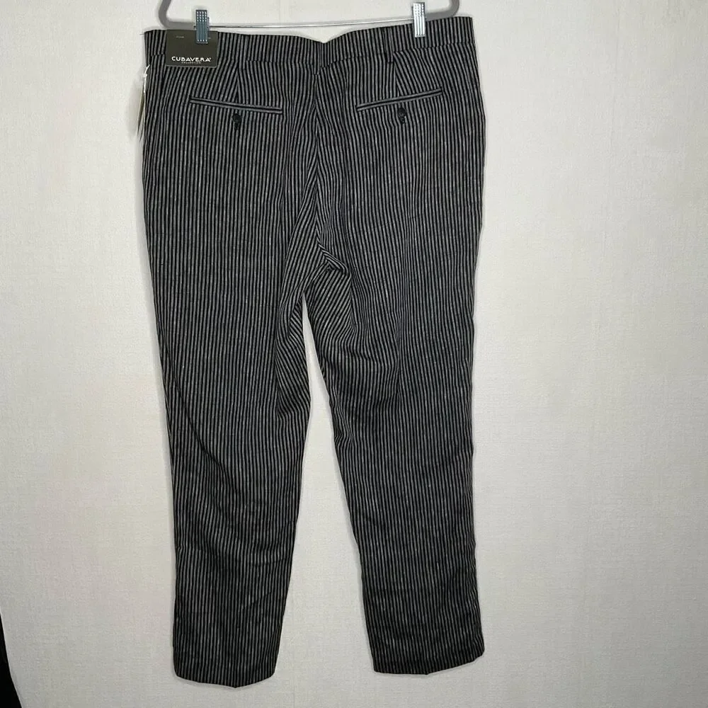 Cubavera Men's 40 x 32 Mini Stripe Linen Pant‎ Summer Vacation Trousers